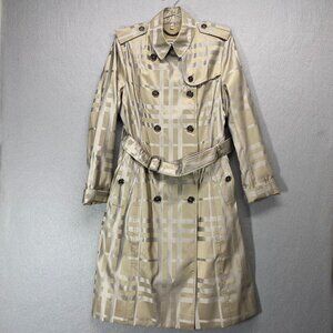 Burberry London Trench Coat Plaid Womens 10 Nova Check Belted Old Money EUC